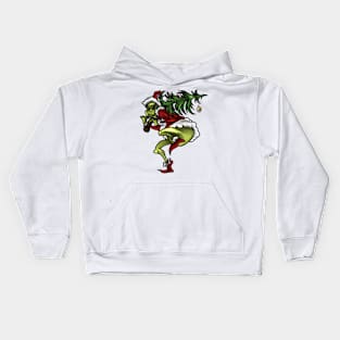 Grinch with christmas tree Kids Hoodie